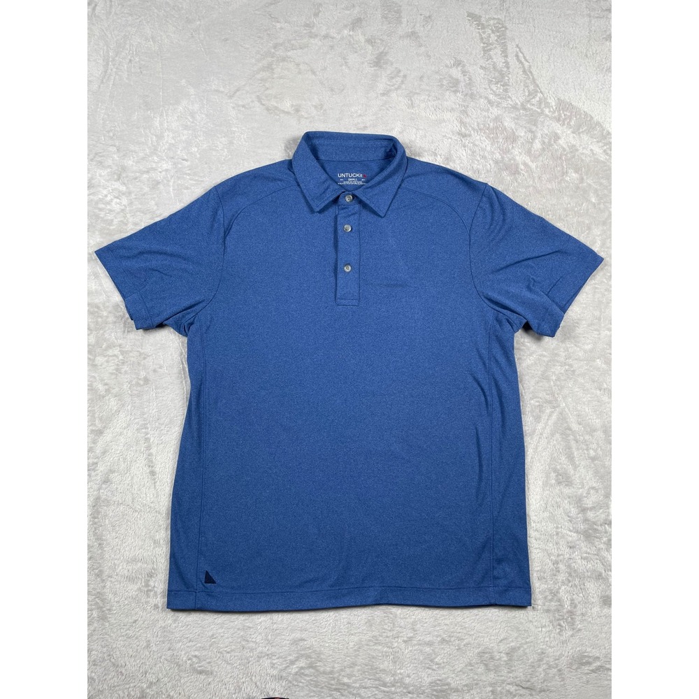UNTUCKit Mens Clavidor Performance Polo Shirt Blue Heathered 31436 Small